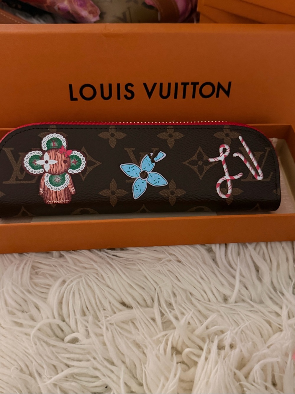 Louis Vuitton Brown Monogram Canvas Pouch with Pink Trim and Multicolor Accents